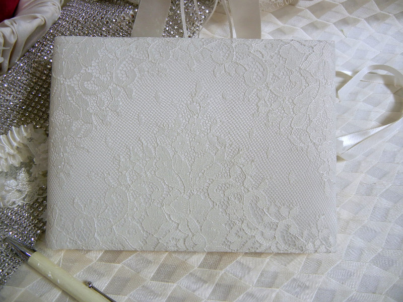 Satin Guest Book w/Chantilly lace